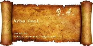 Vrba Axel névjegykártya